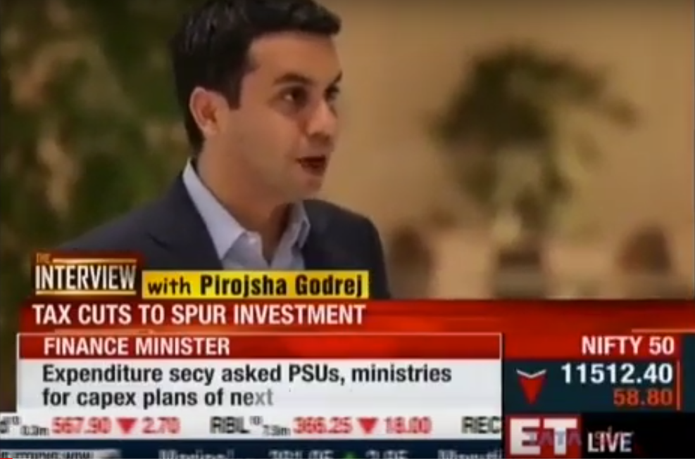 ET Now The Interview 28 Sept 2019 with Mr Pirojsha Godrej  Chairperson of Godrej Properties