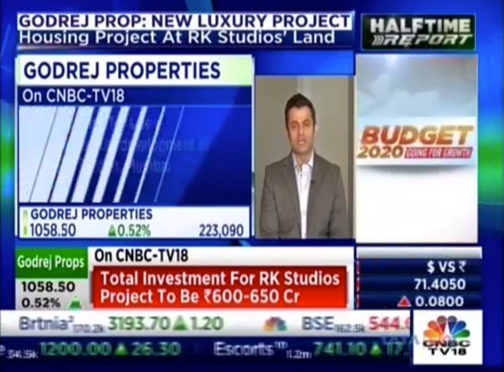 CNBC TV18 Halftime Report 27 Jan 2020  Mr Mohit Malhotra  MD and CEO Godrej Properties